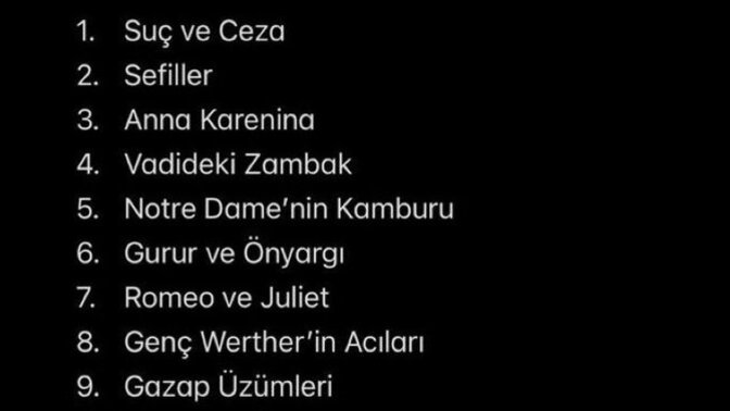 Listedeki kaç kitabı okudunuz?