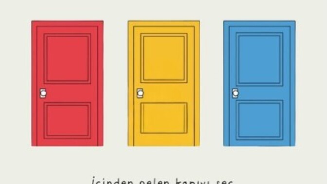 Fazla düşünmeden bir kapıyı seç lütfen. Hangisini seçtin?