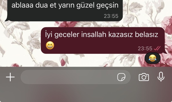 Whatsappta en son attığın mesaj nedir?