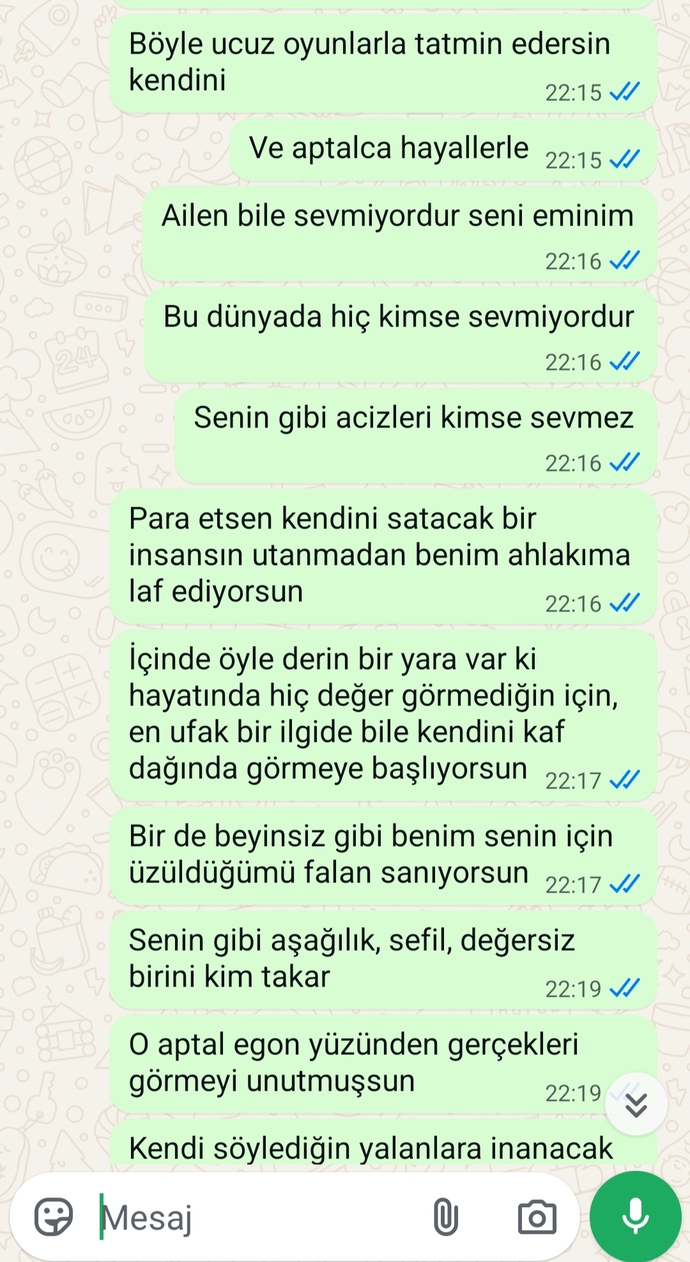 Sizce bu mesajlar çok mu ağır olmuş?