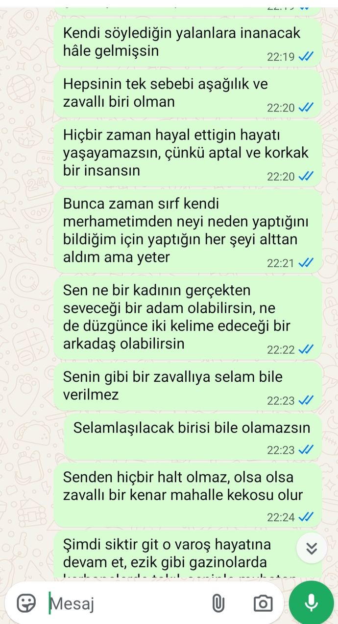 Sizce bu mesajlar çok mu ağır olmuş?