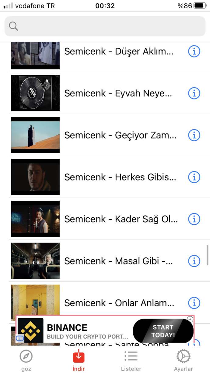 Şarkı listenizde kaç şarkı var?