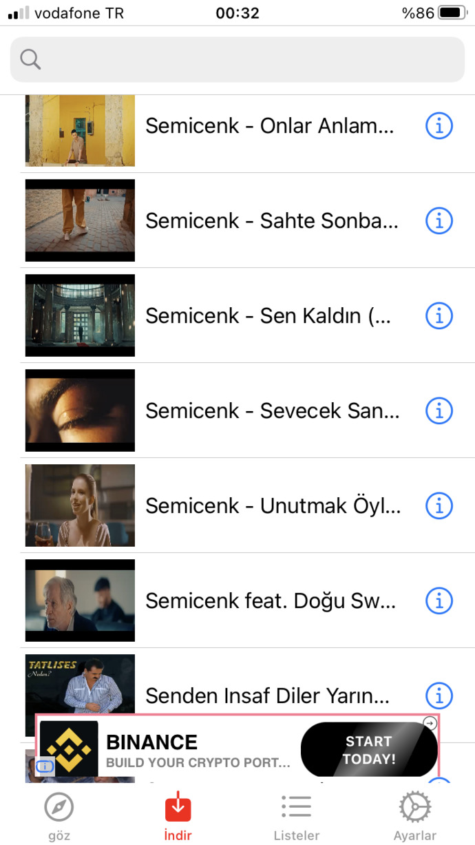 Şarkı listenizde kaç şarkı var?