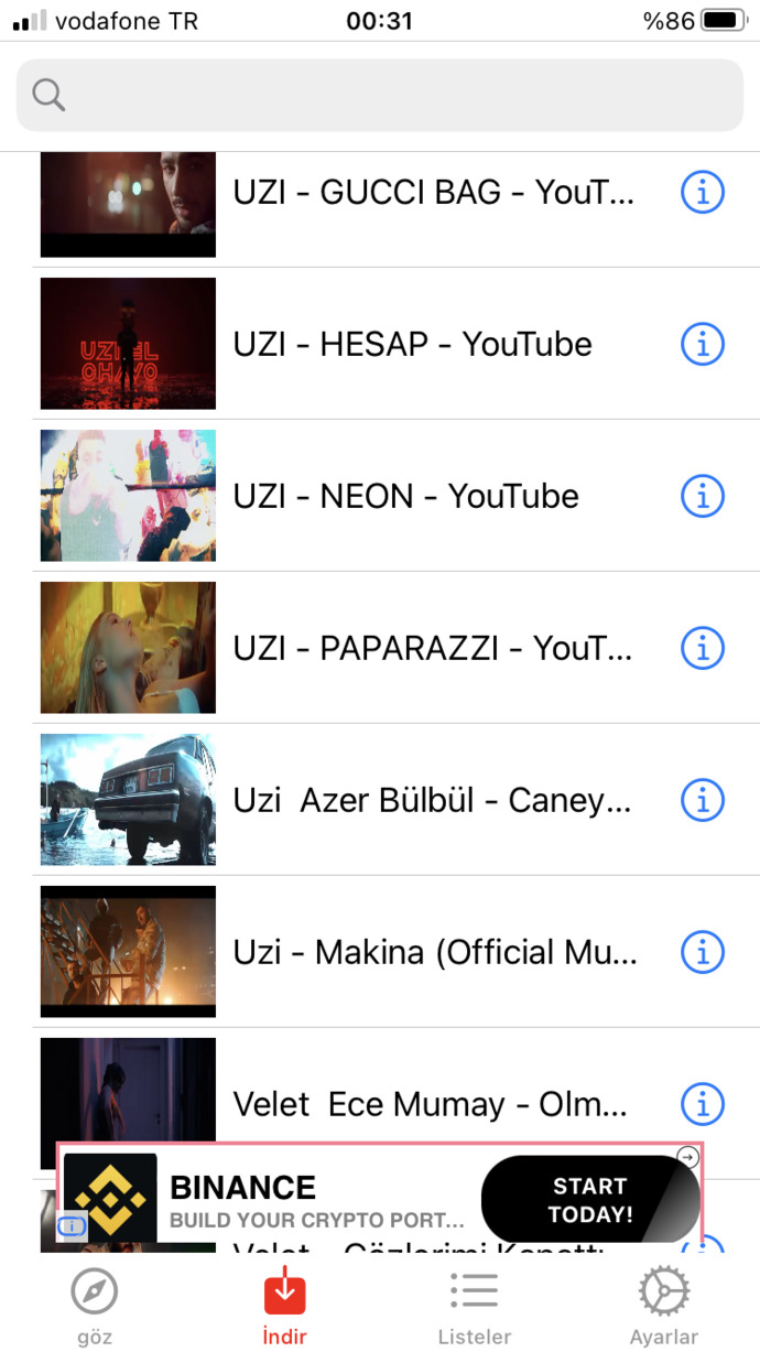 Şarkı listenizde kaç şarkı var?