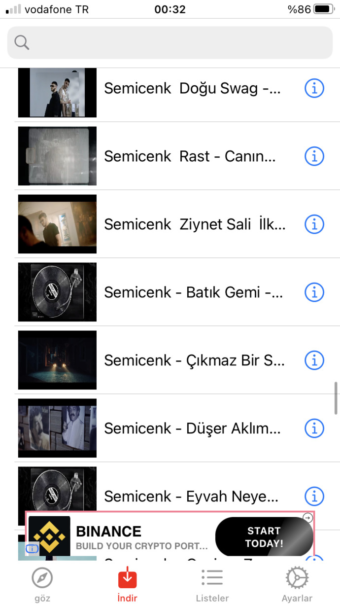 Şarkı listenizde kaç şarkı var?