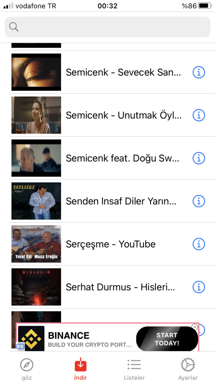 Şarkı listenizde kaç şarkı var?
