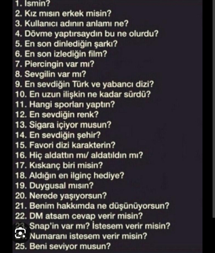 Şu meşhur listeden banada soru sorun?