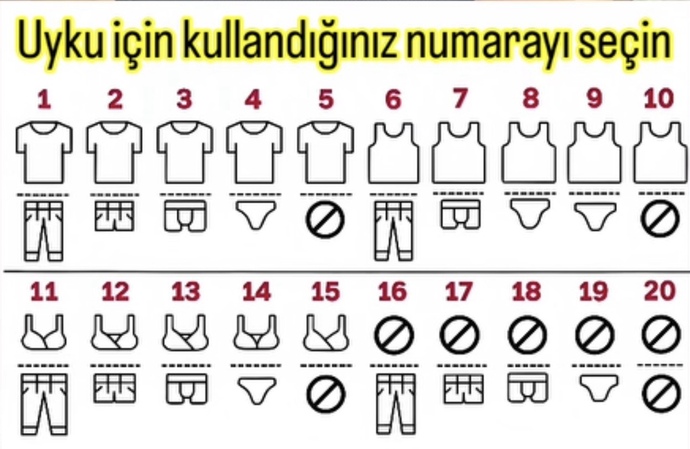 Uyurken kıyafet seçiminiz kaç numara?