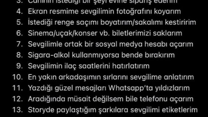 Aşık olursanız kaçını yaparsınız ya da  yaptınız?