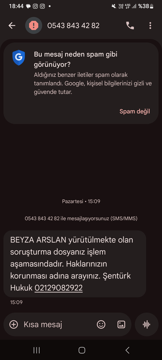 Bana bir mesaj geldi?