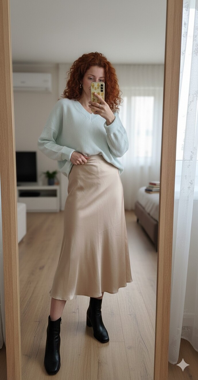 Geniş triko kazak aldım kombinleyince nasıl durur sizce 🧶?