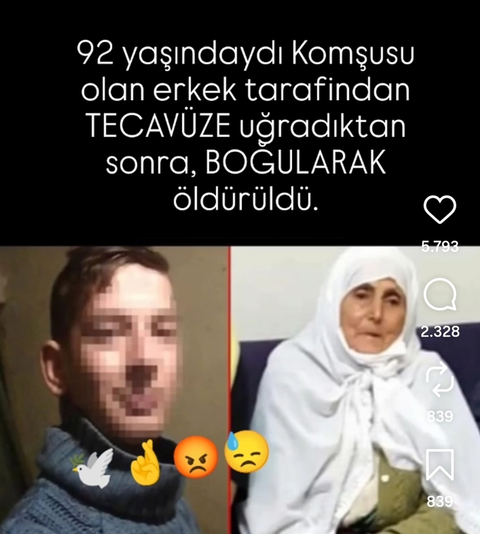 Bir genc 92 yasindaki komsusunu tecavüz etmis sonra bogup öldürmüs bu dünya nereye gidiyo?