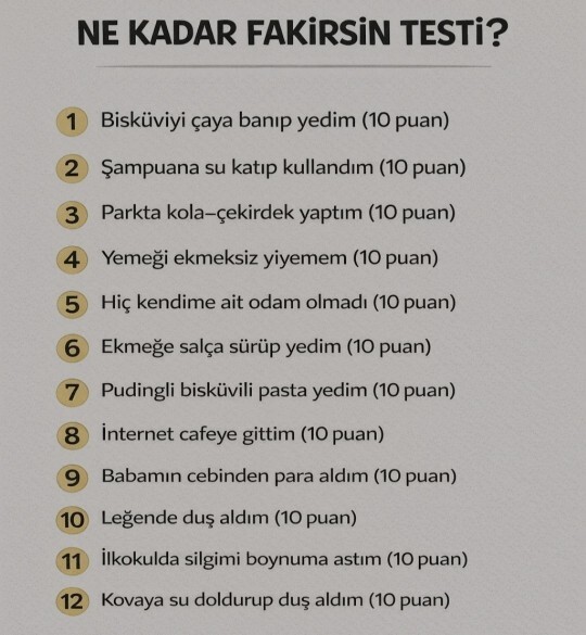 Ne kadar fakirsiniz hangilerini yaptınız?