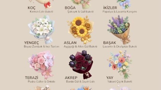 Burcun bir çiçek buketi olsaydı sen ne olurdun?