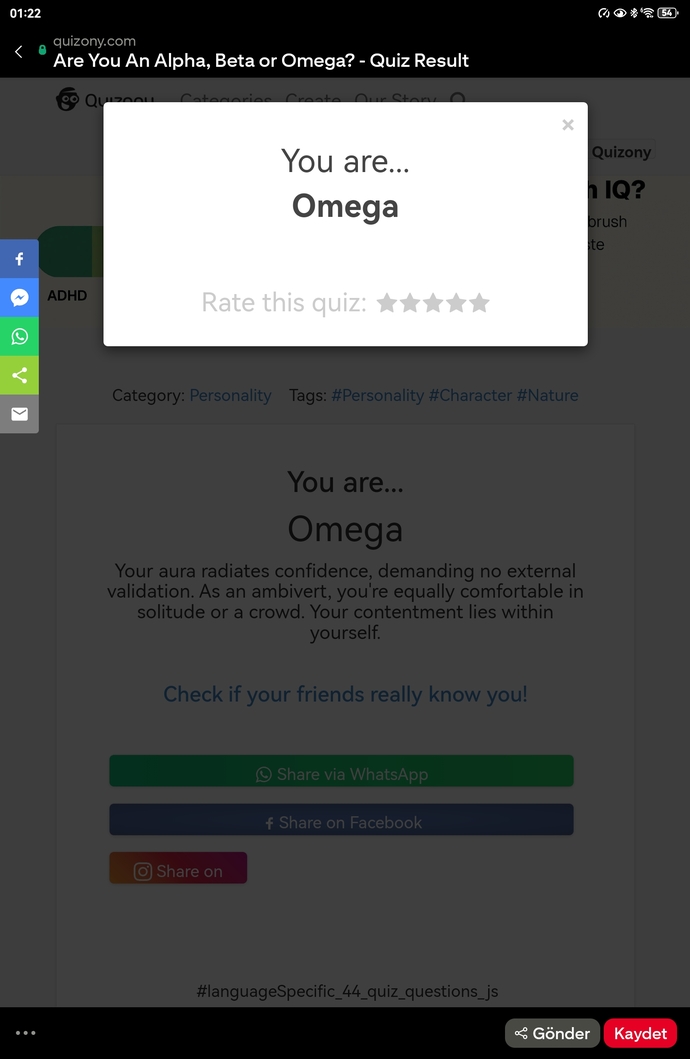 Sizin kişilik tipiniz hangisi benim omega çıktı
