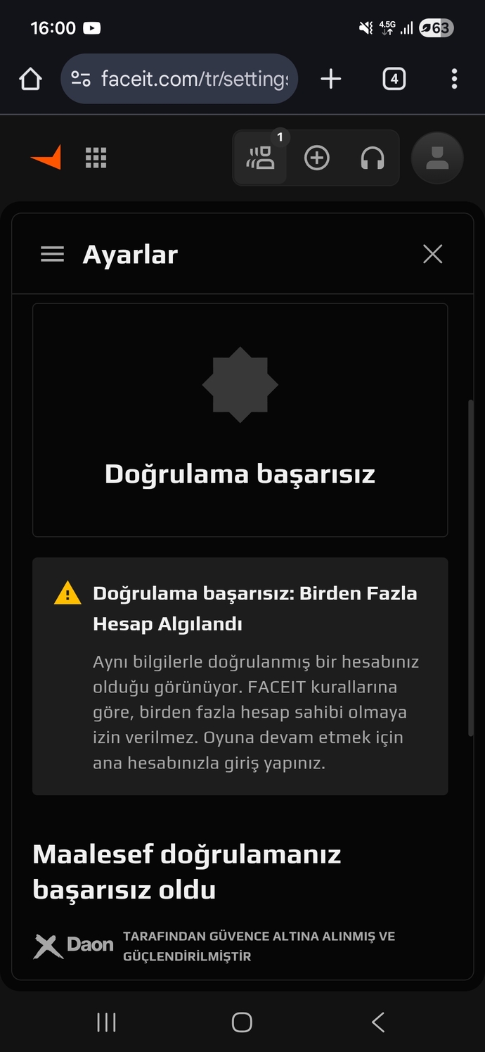 Faceit yeni hesap açtım kimlik selfie doğrulama sürekli başarısız oluyor, nasıl çözebilirim?