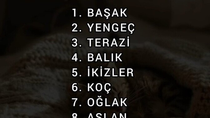 Burçlarda içinize atma sıralaması nasılmış?