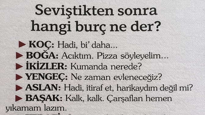 Burcunuza göre seviştikten sonra ne söylersiniz?
