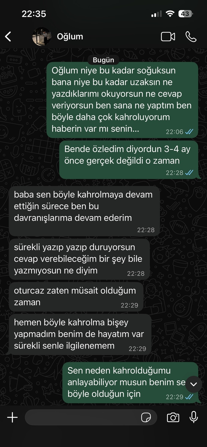Bu mesajlardan sonra engelledim oğlumu siz ne düşünüyorsunuz?