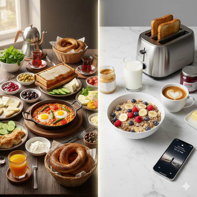 Kahvaltıya geleneksel Türk kahvaltısı mı, yoksa daha Batı tarzı (örneğin, mısır gevreği, tost) mı yapmayı seversin?
