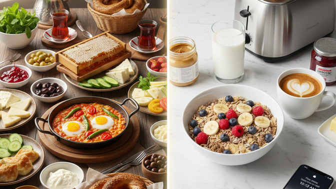Kahvaltıya geleneksel Türk kahvaltısı mı, yoksa daha Batı tarzı (örneğin, mısır gevreği, tost) mı yapmayı seversin?