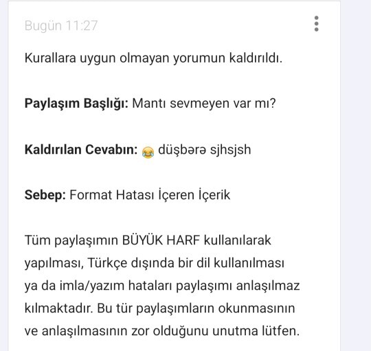 Saçma bir şekilde yorumunuz kaldırıldı mı?