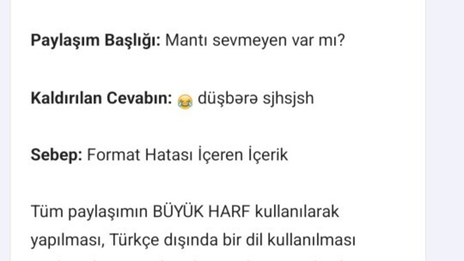 Saçma bir şekilde yorumunuz kaldırıldı mı?