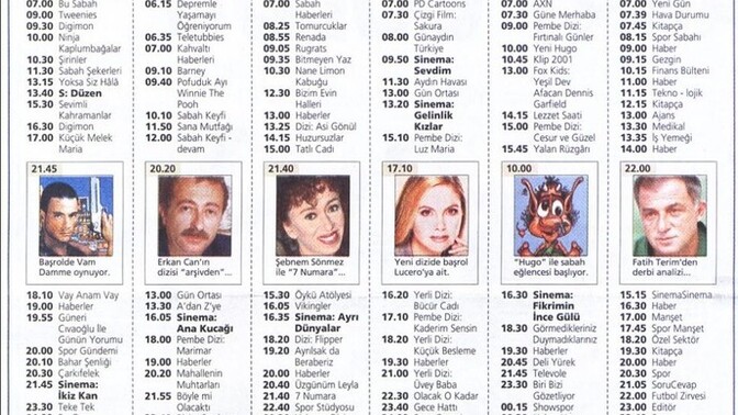 2001 yılı TV yayın akışı ektedir. 📺Sizi geçmişe götüren hangi program oldu?