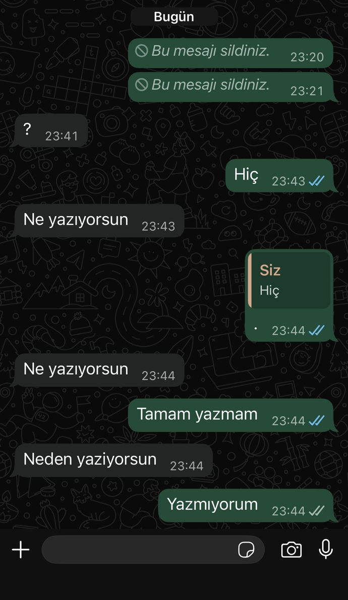 Eski sevgilime bişey soracaktım sormaktan vazgeçtim ne dicem şimdi?