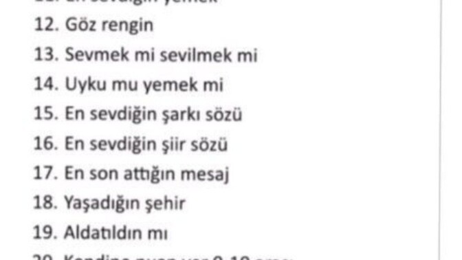Bana bir soru sorsan hangisini sorardın?