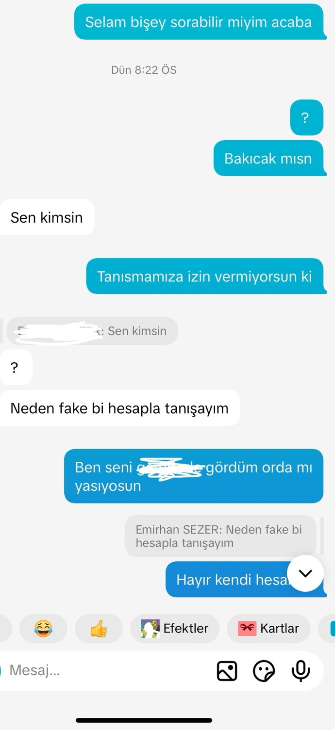 Sevgiliydik sonra ayrılmıştık sonra yeniden konuşmaya başladık. bende bugün onu denedim başka hesaptan ve çok soğudum haksız mıyım?