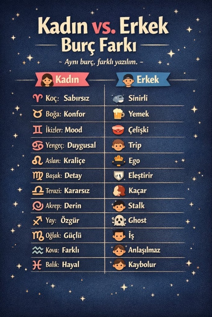 Burçlarda Kadın ve Erkek Farkı Sizce Doğrumudur?