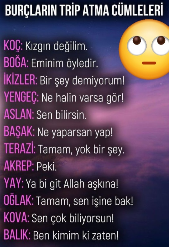 Burçların trip atma cümleleri nedir?