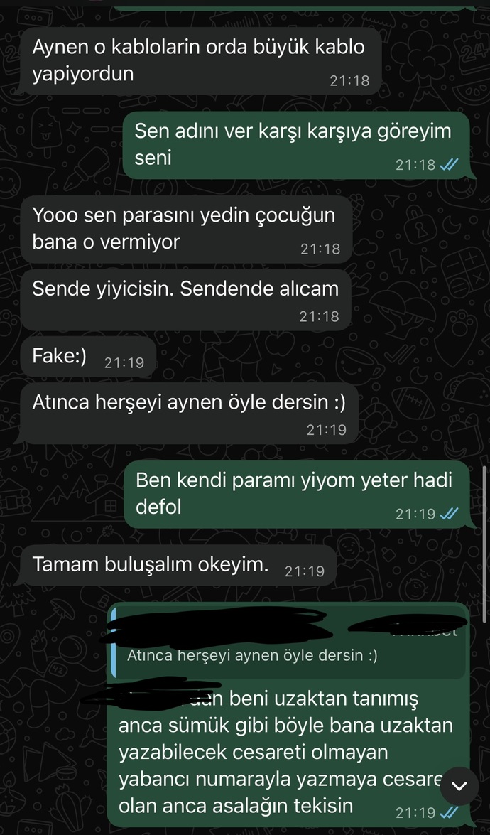 Tehdit ediliyorum ve engelledim okur musunuz ekran görüntüleri?