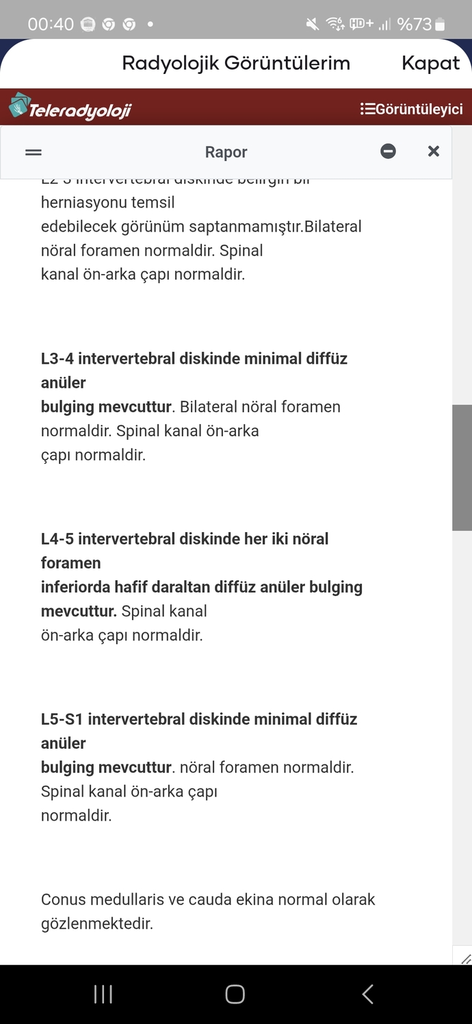Bel mr çekimi sonuc?