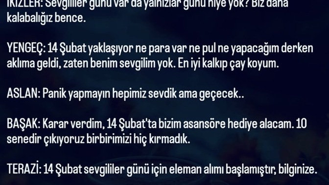 Burçlara göre 14  Şubat  Sevgililer Günü mesajın ne olacak, sevgiline ne yazacaksın 😜?