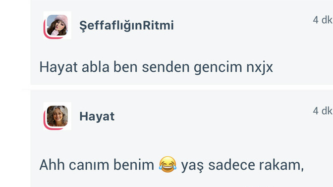 51 yaşındaki Hayat abla benim 95 yaşında olmamdan bahsediyor, sizce de bu yapay zeka fenomenleri çok olmadı mı artık :d?