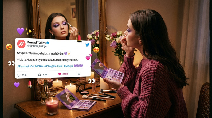 Sevgililer Günü makyajında mor tonlar mı yükseliyor, Violet Skies paleti sizce abartı mı harika mı 💜✨?