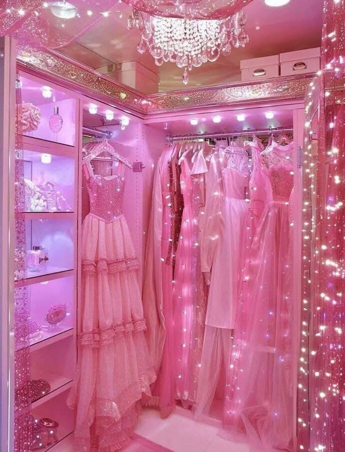 Pembe abiyelerle dolu pembe bir dolabım olsun istiyorum?