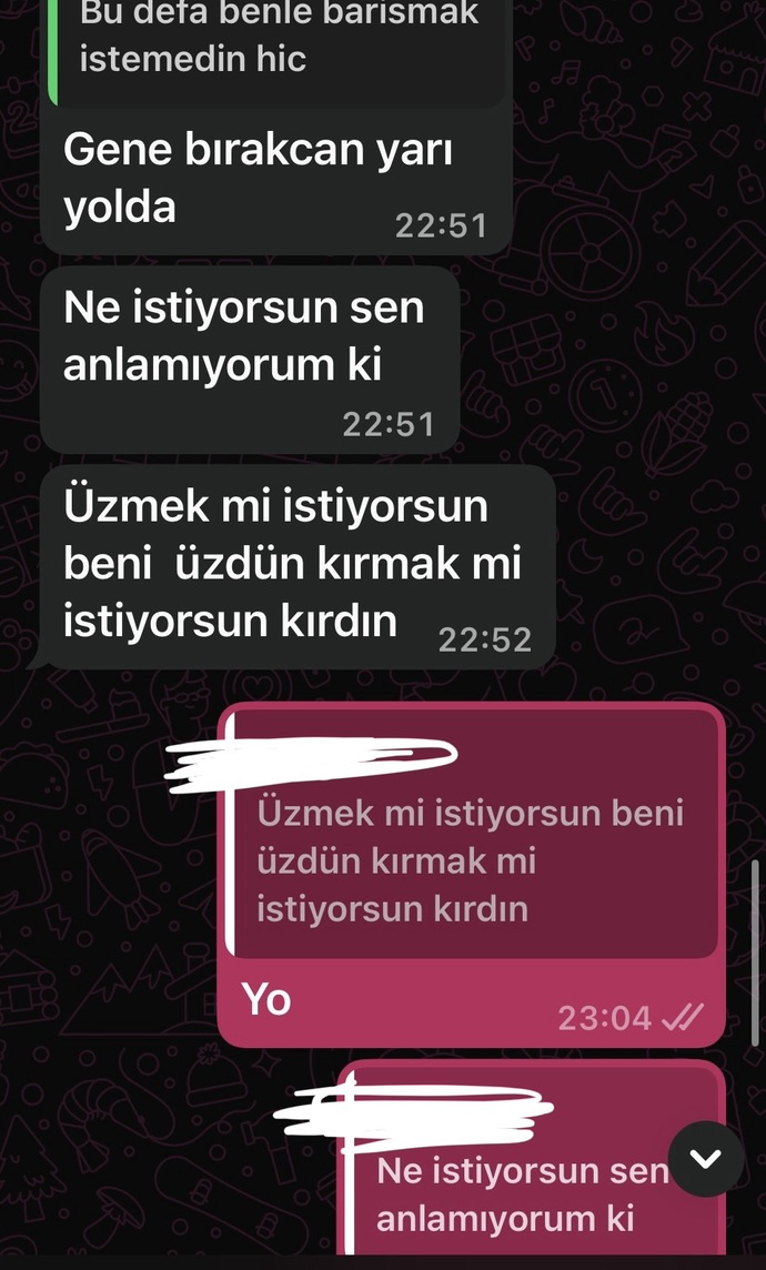 Sevgilime nolmus bi ayrıldım diye (5 -6 kez ayrıldık alt üstü)?