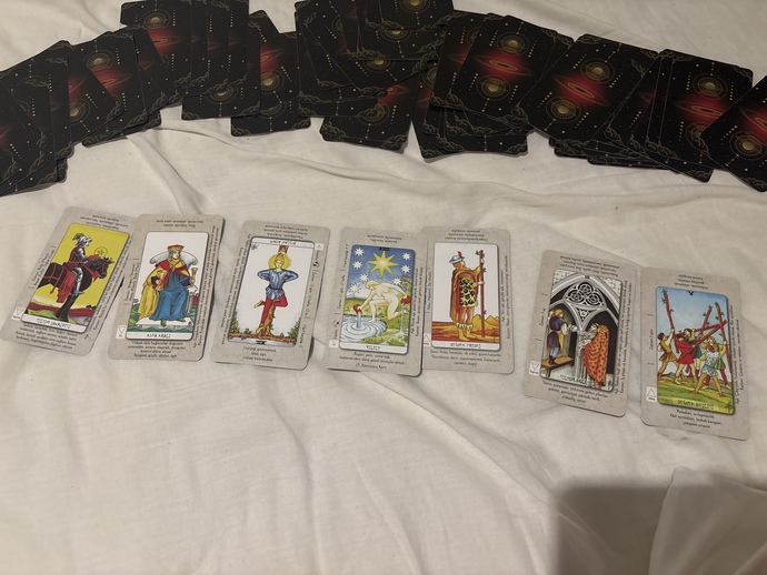 İlişki açılımı için gelecekte neler olacağı konusunu merak ettiğim için yedi tane tarot kartı sectim bilen varsa yorumlayabilir mi?