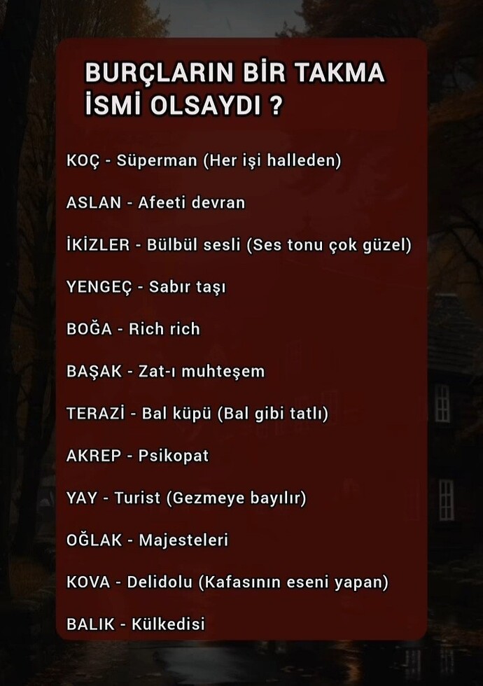 Burçların takma ismi neymiş?