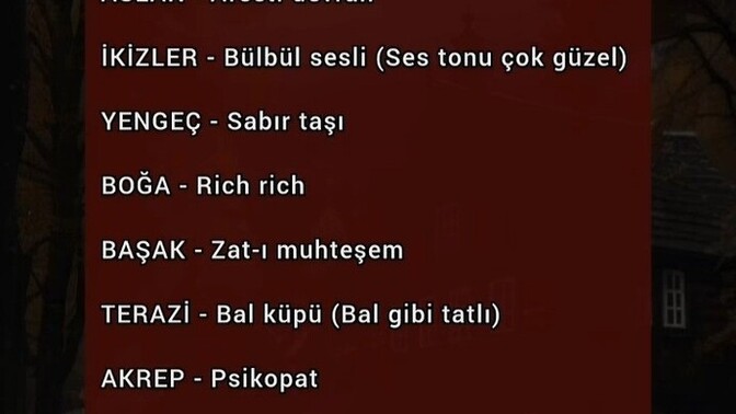 Burçların takma ismi neymiş?