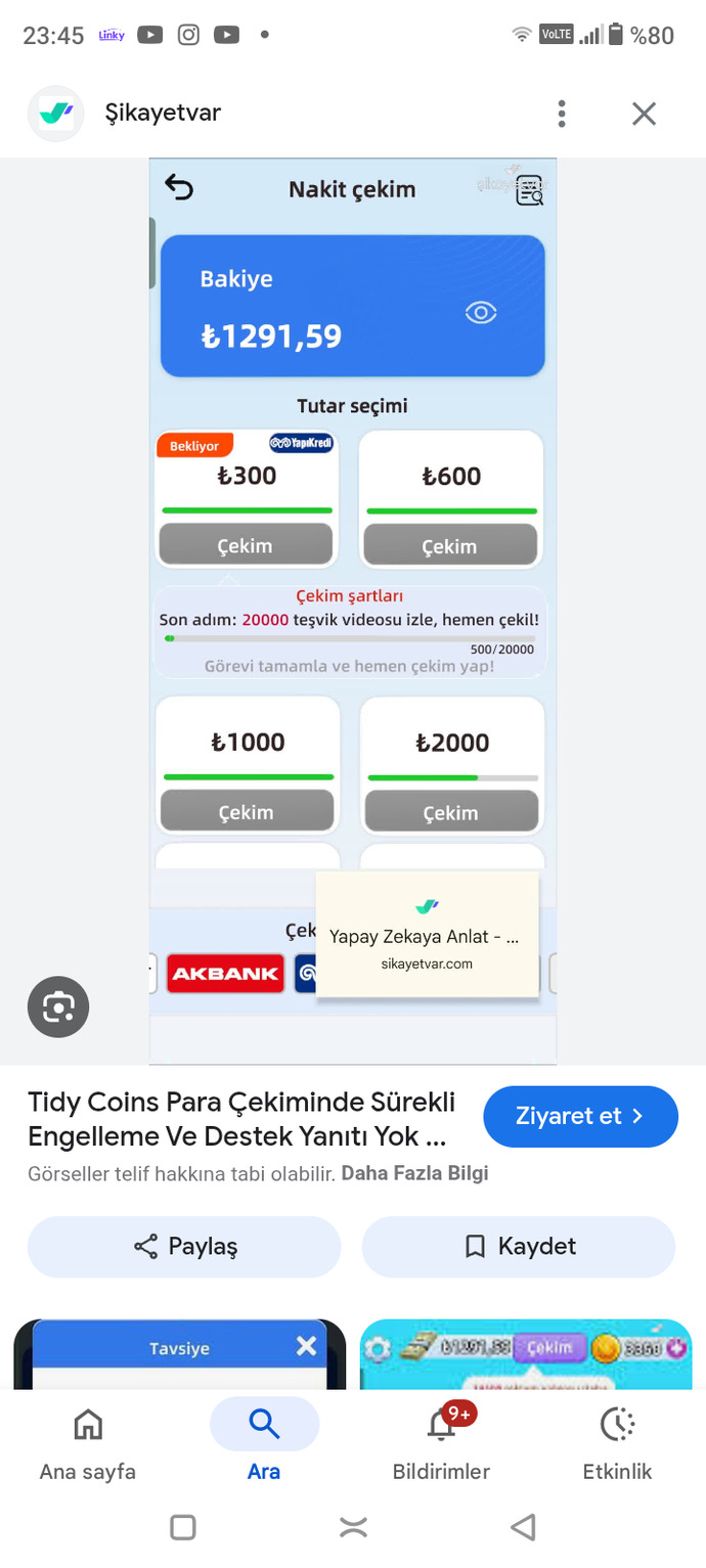 Kardeşim tidycoins diye bir uygulama indirmiş reklam izleyip para kazandiran doğru olabilir mi?