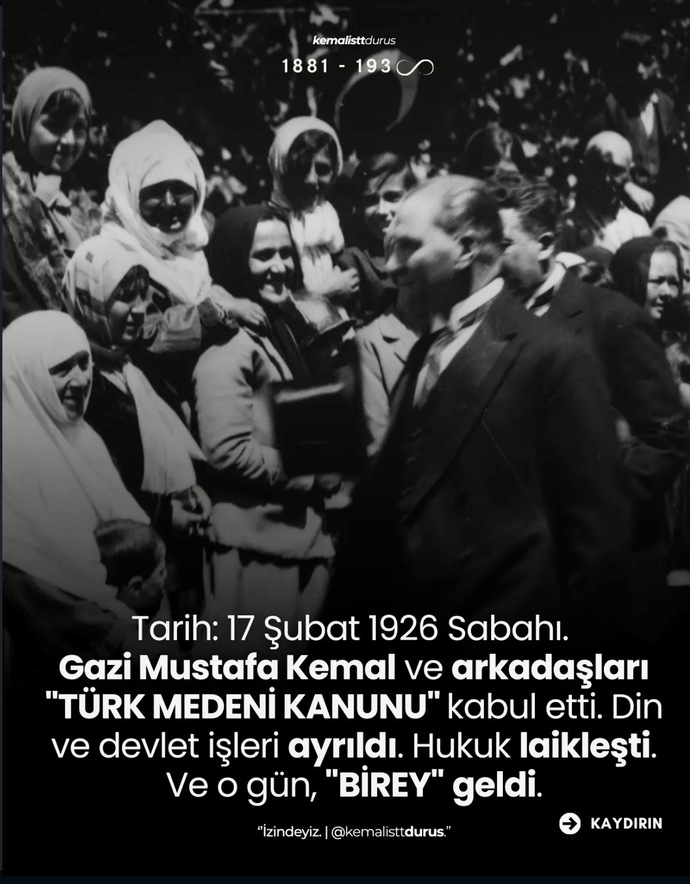 Bugün Türk Medeni Kanunu’nun 🇹🇷 100. Yıl dönümü olduğunu biliyor muydunuz?