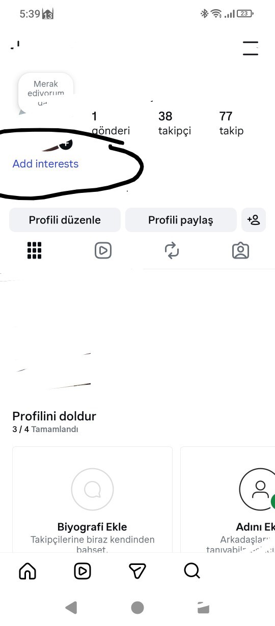 Instagram hesabımda çıkan şu mavi yazıdan daha önce çıkmış olan biri var mı?