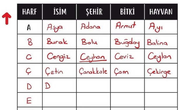 Hayvan, bitki, şehir oynasak "A" harfi ile hangi hayvanı yazardın?