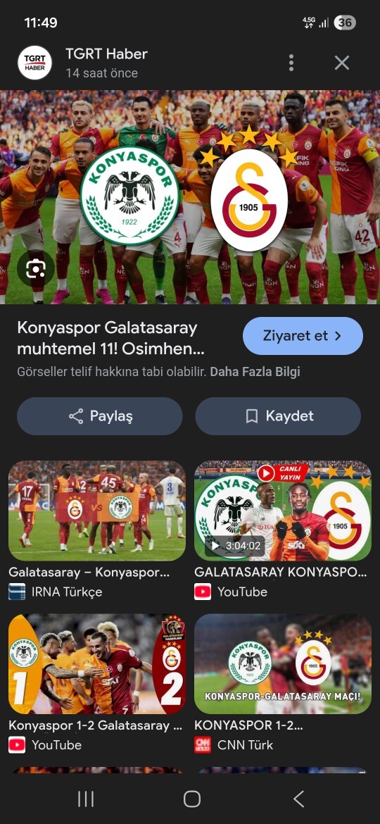 Bugün saat 20:00 da galatasaray konyaspor maçı var?