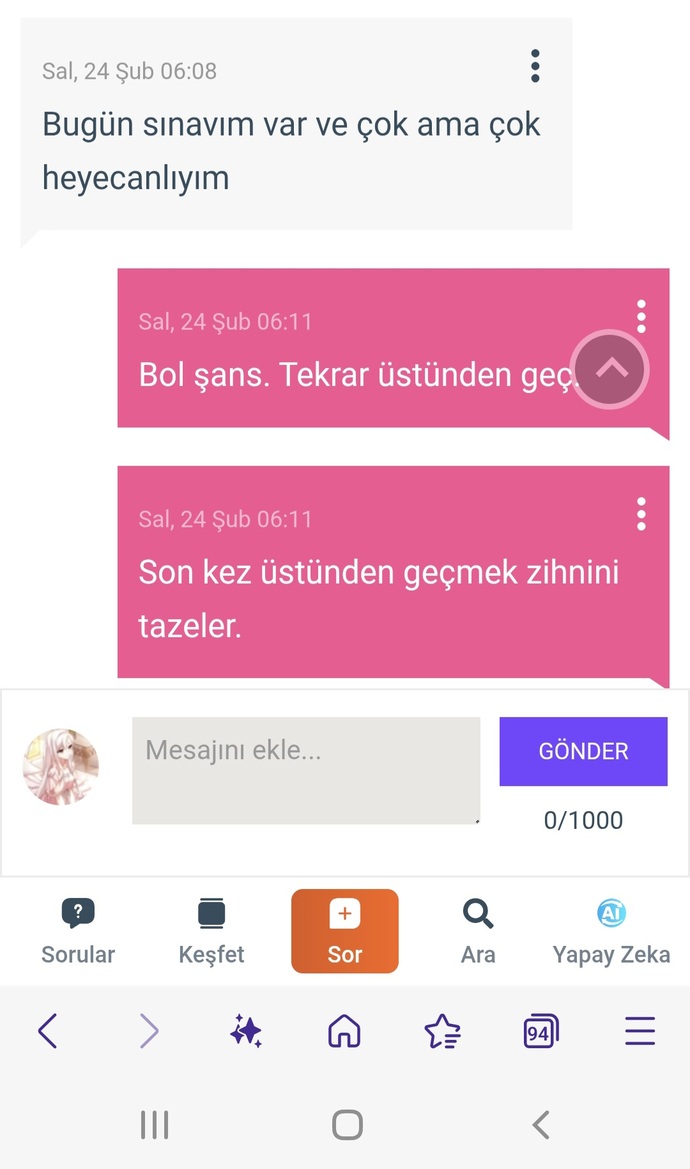 Size gelen en son mesajda ne yazıyordu?