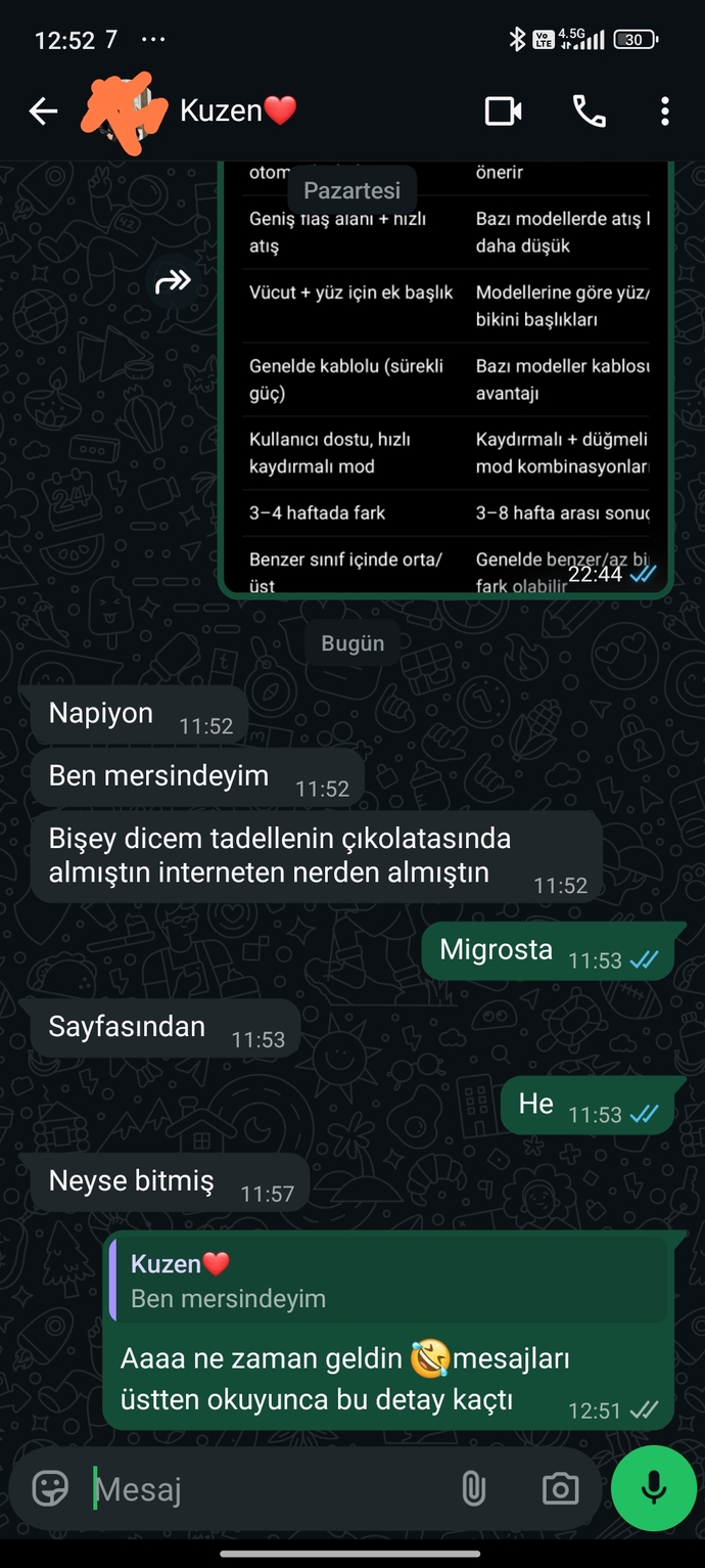 Size gelen en son mesajda ne yazıyordu?